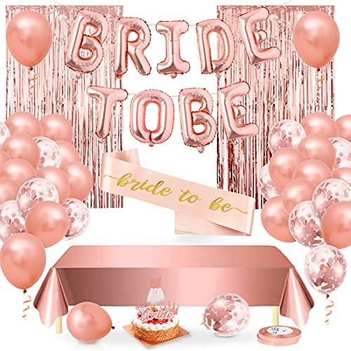 Bride to Be Deko, Jga Deko Frauen, Bride to Be Ballons, Jga Luftballons, Bride to Be Girlande, mit Jga Schärpe Tischdeko Rosegold für Junggesellenabschied Frauen, Bachelorette Party