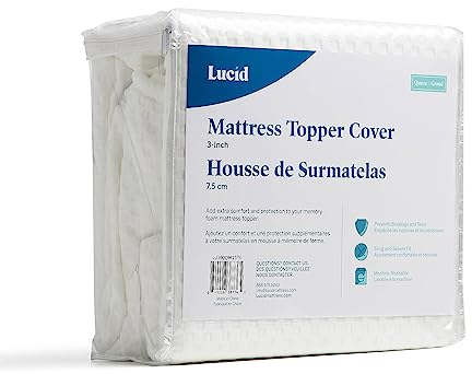LUCID Bezug für Matratzentopper – rutschfest – Weich und atmungsaktiv – maschinenwaschbar mit Reißverschluss (Topper nicht inklusive) – 100 x 200 cm, 10 cm Höhe
