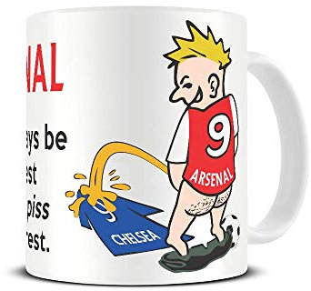 Wee On The Rival's Shirt | Football Fan Rivalry Mugs | Great Funny Gift for a Football Supporter Present Coffee Tea Mug Cup (Arsenal V Chelsea) WE01