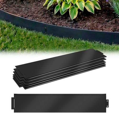 XMTECH Rasenkante Verzinkt Stahl Beeteinfassung 100x15cm 15 Stück Schwarz | Witterungsbeständig und rostgeschützt, flexibel formbar für Gartengestaltung und saubere Abgrenzungen im Außenbereich.