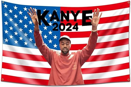 Kanye 2024 / Kanye Music Flag West Tapisserie, 90 x 150 cm, Vibrat-Farbe, HD-Druck, 150D-Polyester-Banner für Männerhöhle, Zimmer, Studentenwohnheim, Dekoration (2024)
