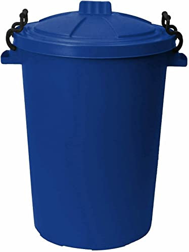JMS we create smile - Plastic Dustbin with Clip Locking Lid - Trash Can Rubbish Waste Bin Storage For Home/Office/Garden (50L Dustbin, Blue)