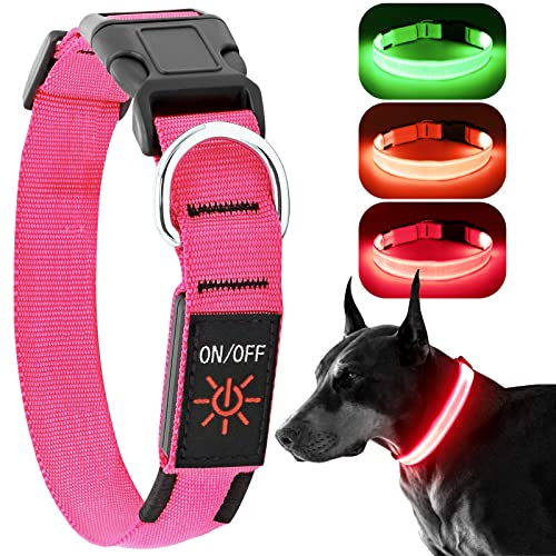 KOSKILL Leuchthalsband Hund Wiederaufladbare USB LED Hundehalsband Wasserdichtes Leuchtendes Hunde Halsband Einstellbare Super Helle für Mittlere Große Hunde