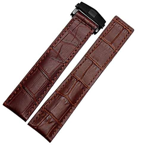 CZKE Echtes Lederarmband für TAG heuer Armband blau schwarz braun Armband 19 mm 20 mm 22 mm mit Faltschließe Lederbänder (Farbe: braun schwarz, Größe: 22 mm)