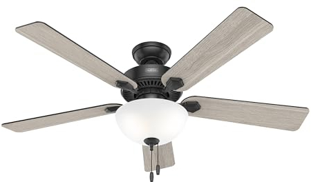 Hunter Fan Company Swanson 51738 Ceiling Fan Matt Black with LED Light Set and Pull Chain