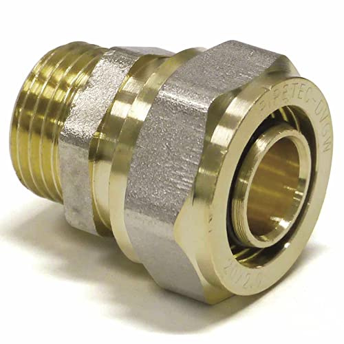 Schraub-Übergang mit Außengewinde Messing von Alu-Verbundrohr auf Außengewinde für Trinkwasser, Heizung, Kühlung und ölfreie Druckluft - einfache Montage (32 x 3 mm auf 1 Zoll AG)