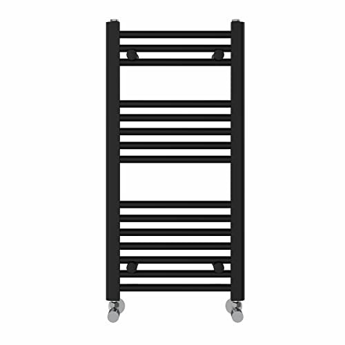 NRG Heated Towel Rail Black Bathroom Straight Ladder Radiator Rad 800×400mm