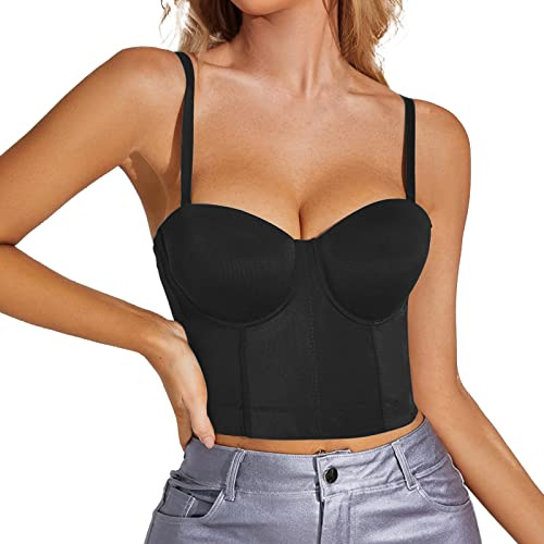 NQyIOS Basic Tops Women Womens Corset Top Bustier Corset Top Tight Fitting Corset Tank Top Suspender Top Solid Short Fashion Women Camisole Camisole Tops for Women