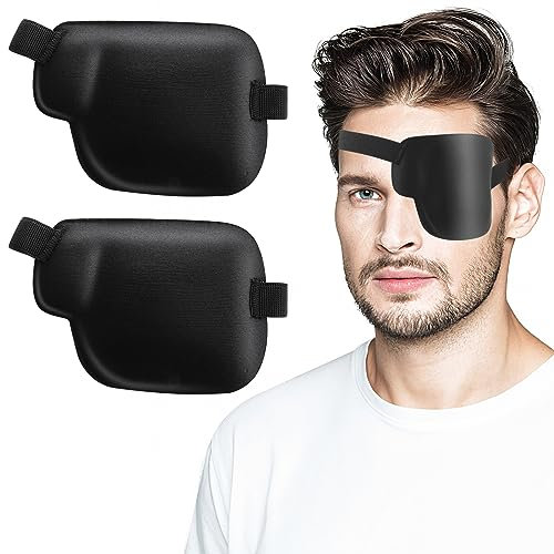Bewudy Lot de 2 cache-yeux 3D pour adultes et enfants, noir, réglable, pour œil paresseux, amblyopie, strabisme et après chirurgie