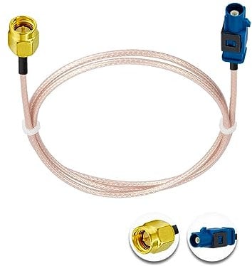 Vecys SMA Mâle vers Fakra C Mâle Câble Bleu en Queue de Cochon RG316 12in/30cm Fakra C Plug vers SMA Plug Câble D'extension D'antenne GPS pour Véhicule GPS Navigation Car Radio Stereo