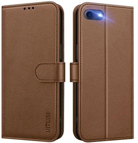 UITUIM Handyhülle für iPhone SE 2022 / iPhone SE 2020 / iPhone 8 / iPhone 7 / iPhone 6S / iPhone 6 Klapphülle Leder Hülle Klappbar Flip Case Cover mit Magnet Kartenfach Schutzhülle Handytasche,Braun