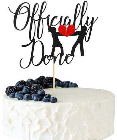 Arthsdite Tortenaufsatz Officially Done, Scheidung, Kuchendekoration, Einzelne Scheidungsfreiheit, Tortenaufsatz für Broken Up Free at Last Bye Felicia, Party-Dekoration, schwarzer Glitzer