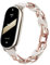 XIHAMA Kompatibel mit Xiaomi Mi Band 8 Uhrenarmband, Ersatzband durchbrochenes Design Edelstahl Ring Lederkette Gürtel Mi band 8 Gürtel Elegantes Armband für Damen Uhrenarmbänder(Weiß Roségold)