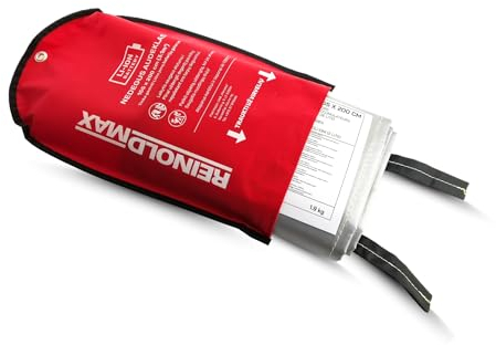 notlok Safety Work - Couverture Anti Feu électrique [155 x 200 cm] | Couverture Anti feu Incendie Contre Les Feux de Graisse | Batteries au Lithium et de Voiture | Fire Blanket, Couvertures Anti-feu