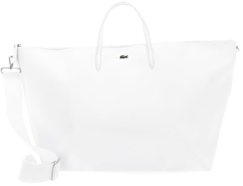 Lacoste Damen Beuteltasche XL Shopping Bag, Handtasche,Umhängetasche,Schulterriemen,Tunnelzug,Blanc (001),Einheitsgröße (One Size)