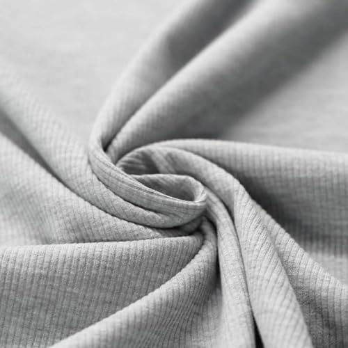 Ribstrick Jersey | Rippenjersey | Rip Jersey | schmale Rippen | softe Farben | für Bekleidung | Ökotex | 50x135 cm | Meterware (hellgrau melange)