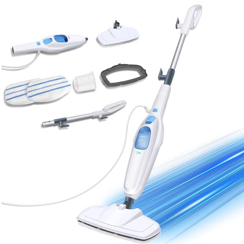 1500W Steam Mop Steam Cleaner, Multifunction Floor Steamer with 400ML Water Tank, Handheld Lightweight Electric Mop for Floors, Carpets, Windows, 20s Fast Heat Up, 4.8M Long Cable