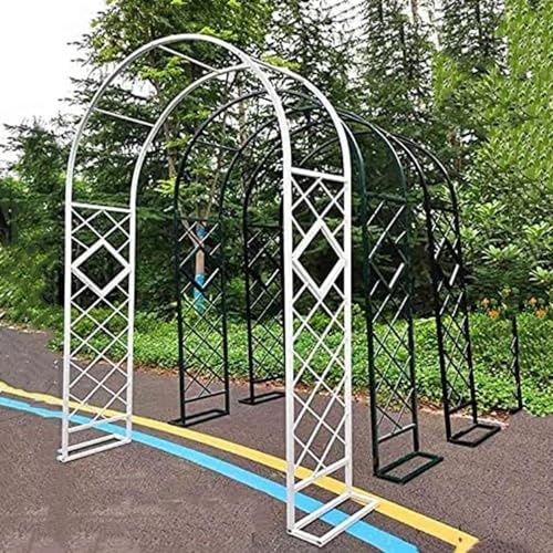 Schwer Rosenbogen Verzinkt Gartenbogen Gartenbogen Gartenlaube für Verschiedene Kletterpflanzen, Breit 180cm 200cm 220cm 240cm 260cm 280cm Wetterfest Und Freistehend ( Farbe : Weiß , Größe : W260xH230