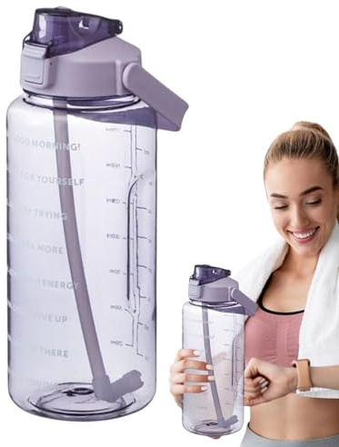 Xeihuul Borraccia motivazionale da 2 litri con indicatore del, borraccia sportiva con cannuccia, per fitness, sport, attività all'aperto, ciclismo, scuola