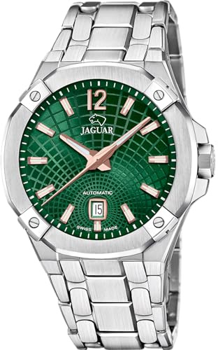 JAGUAR Swiss Made Uhr Automatik Herren aus Edelstahl 316l Silberfarben | Analoge Herrenuhr, Kalender, Widerstandsfähiges Saphirglas, Wasserdicht 10 ATM J1029/3 Automatico