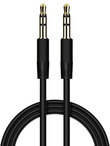 Aux cable 3.5mm Male Stereo Jack To Jack 1.5m Audio Cable - Auxiliary for Cars, Headphones compatible with iPhones, iPad, Laptops - Black