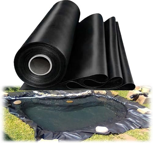 5M×6M Schwarz Wasserdicht Fischteichfolie 6M×8M HDPE Undurchlässig Schwimmteichfolie 7M×9M Flexibel Undurchlässig Wasserfall Bachbrunnen Teichfolie(Größe:4x5m)