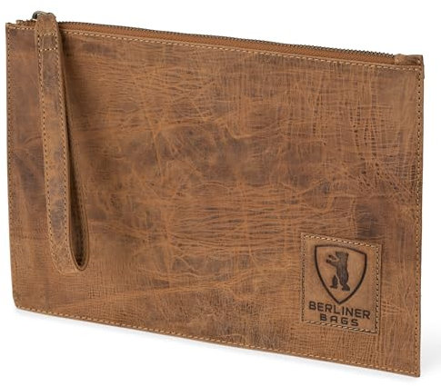 Berliner Bags Dirk Pochette Documents en Cuir Véritable, Organiseur Élégant pour Passeport, Billets et Stylos, Idéal pour Le Voyage ou Le Bureau, pour Homme et Femme – Marron