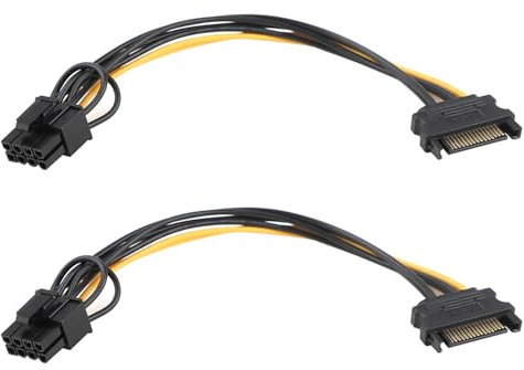 2 Pack Sata Power Cables 15 Pin Sata to 8Pin (6+2 Pin) PCI Express Graphics Card Power Splitter Cable Reverse Power Adapter Cable Serial Port Converter Video Card Power Supply Cables 20cm