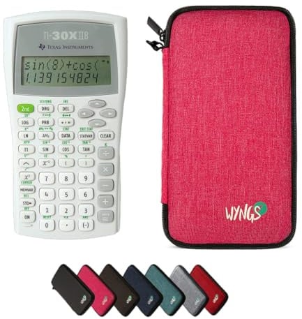 TI-30XIIB inkl. WYNGS Schutztasche Pink - Wissenschaftlicher Taschenrechner - Basic Set