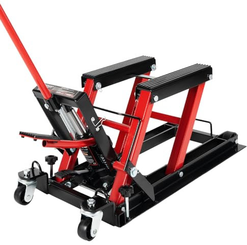 Mermajestic Sollevatore per moto regolabile in altezza 4,53 – 14,37 pollici, supporto per la manutenzione della moto in garage ed esterni, sollevatore mobile per moto