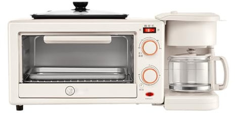 HmLotd Mini Four de comptoir, Four Multifonctionnel 3 en 1, Puissance de 640 W, capacité de 12 L, poêle à Frire Fendue, minuterie de contrôle de température de 100 à 230 °, adaptée à la Cuisson
