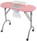 Mesa de manicura plegable portátil YEITBY con ruedas universales, adecuada para hogar, salón de uñas, salón de belleza, oficina, color rosa, con succión y accesorios de limpieza de uñas
