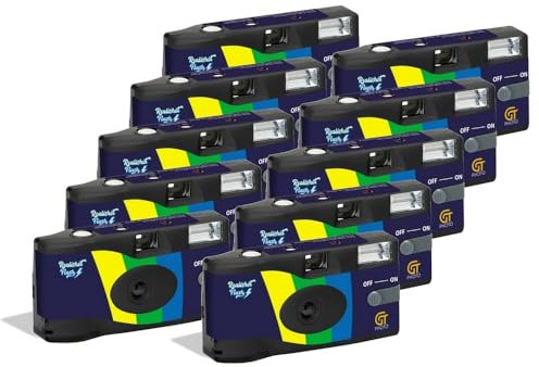 GT PHOTO GT27FL Realishot Flash - Pack de 10 Appareil Photo Jetable 35mm avec Flash, 27 Poses, Idéal pour Événements, Voyages et Souvenirs, Compact, Léger et Facile à Utiliser - Gris
