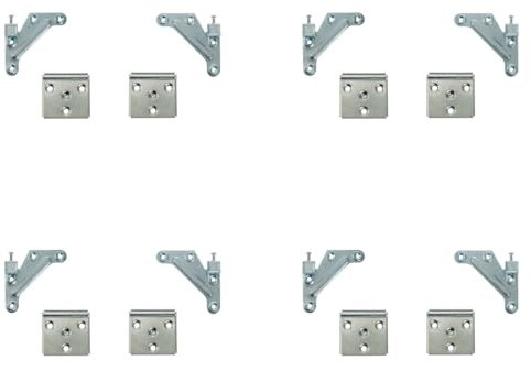 Juego colgador para muebles armarios cabeceros cabezales percheros estantes, escuadra + placa de montaje. Herraje para pared suspendido oculto resistente (4)