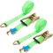 DAJAVE Lot de 2 Sangle à cliquet 10M x 50mm, Capacité 3000kg - Sangle d'arrimage avec Crochet Tendeur Sangle Cliquet Moto Camion Remorque Crochet Sangles 10m Vert
