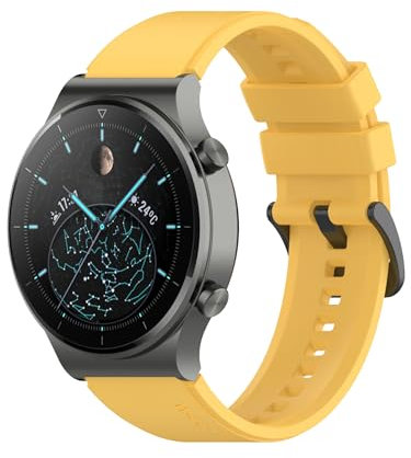 tecinity Correa Compatible con Huawei Watch GT2 46mm/GT2 Pro/GT3 46mm/GT3 Pro 46mm, 22mm Silicona Pulsera para Samsung galaxy watch 3 45mm/Galaxy Watch 46mm (Amarillo)