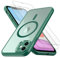 Bimanpap Cover Magnetica per iPhone 12，Comaptibile con Magsafe, [con 2 Pellicola Vetro Temperato] Custodia con Magneti, trasparente Posteriore Sottile Antiurto Protettiva Case (Verde)