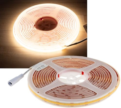 ChiliTec LED Stripe 5m COB Dimmbar Streifen IP65 Wetterfest 12V 48Watt 4791 Lumen 4200K alle 5cm kürzbar Selbstklebend Innen Aussen Lichtband Strip Neutralweiß