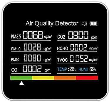 ACAGALA 9 in 1 Air Quality Monitor CO2 Meter Carbon Dioxide Detector CO2 CO TVOC HCHO PM2.5 PM1.0 PM10 Temperature Humidity Detection with Alarm Function for Home Office Car