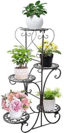 M.J COMFY-LIFE 5 Tier Plant Stand Flower Pot Shelf Rack Holder Garden Christmas Home Décor (Black)