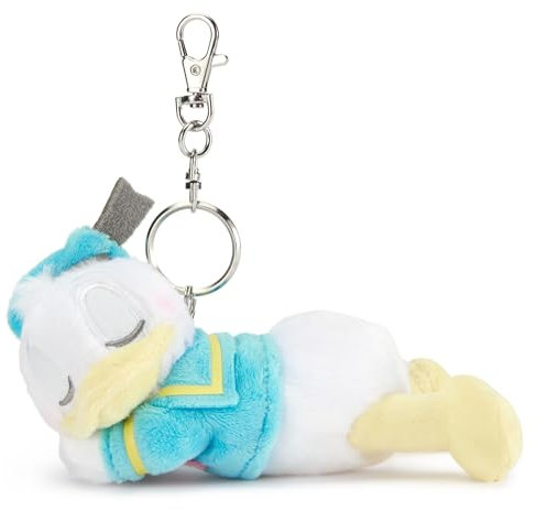 Disney Store Official Peluche Porte-clés Donald Duck endormi, 16 cm/6, Peluche avec Porte-clés Amovible, Convient aux Enfants à partir de 1 an