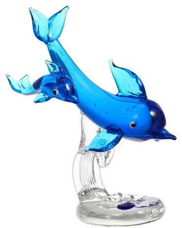 Didiseaon Glasdelfin Skulptur Desktop Dekoration Kreative Handgefertigte Dolphin Figur Bunte Meeres Wohnraum Deko