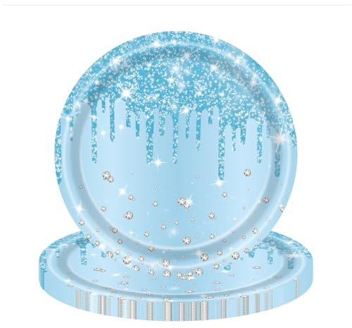 ZSYIULIA 16 Pack 7 Inch Premium Bule Paper Plates - Disposable Bule Tableware for Birthday Party Decorations, Tea Parties & Celebrations