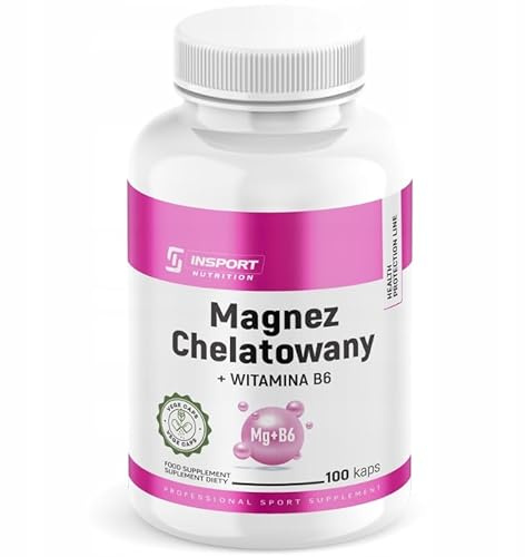 Magnesium Bisglycinat 1600 mg 100 Kapseln – Chelat mit 320 mg Magnesium + Vitamin B6, für Muskelfunktion & Krämpfe,vegan – INSPORT