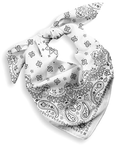 Every-ville Geschenkverpackung Bandana für Damen & Herren - 100% Baumwolle (Cotton Bandana), Paisley-Muster, 55x55 cm, 1er Pack, Weiß - Großes Halstuch Bandanna Cowboy-Tuch​​