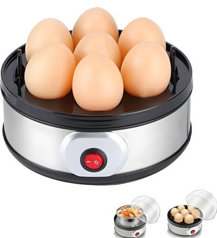 Egg Cooker, 7 Easy-to-peel, Egg Boiler, Auto Shut-off, Choose The Degree of Doneness According To The Amount of Water Added,includes Measuring Cup,Cooking Rack
