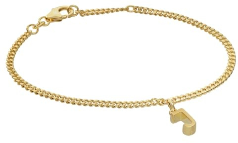trendor Mädchen-Armband mit Buchstabe J 925 Silber Vergoldet 21602-J | diamantiertes Flachpanzerband, eleganter Armschmuck für junge Damen,