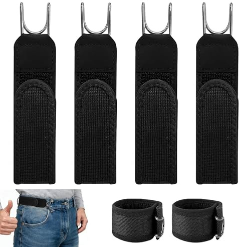Pipihome Gürtel Ohne Schnalle, 4 Stück Gürtel Ohne Schnalle Herren Damen, Elastischer Schnallenloser Gürtels Mit Metallhaken und Klettverschluss für Beruf Freizeit Business