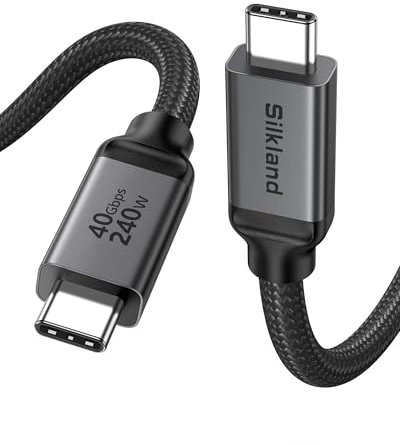 Silkland USB4 Kabel 2M für Thunderbolt 4, 8K/Dual 4K USB-C Monitor Kabel | 240W PD3.1 Laden, 40Gbps USB-C Kabel 2M für Thunderbolt 5/4/3 Dock, MacBook/Mac mini M4, Monitor, SSD extern, Tablet, Laptop