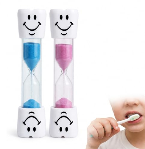 2PCS Rosa Azul Temporizador Niños 3 Minutos Reloj de Arena Cepillado Diente | Reloj de Arena Niños con Sonrisas, Temporizador Infantil para Gestión del Tiempo Cocina Escuela Juegos y Oficina Uso Diario